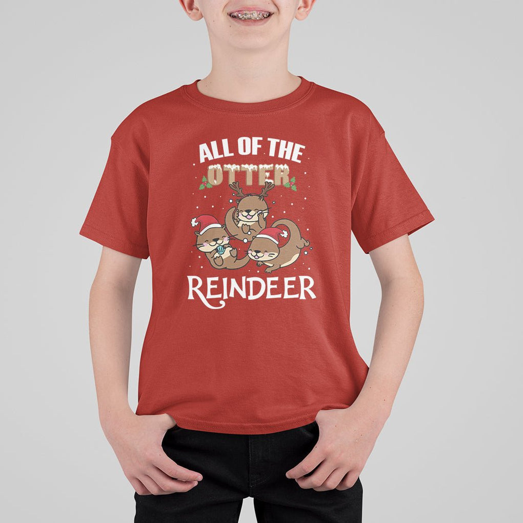 All of the Otter Reindeer Cute Christmas T Shirt For Kid TS09 Red Printyourwear