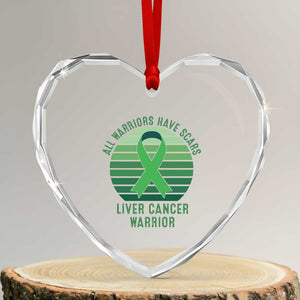 All Warriors Have Scars Liver Cancer Heart Crystal Glass Ornament Green Ribbon Survivor Fighter Gift