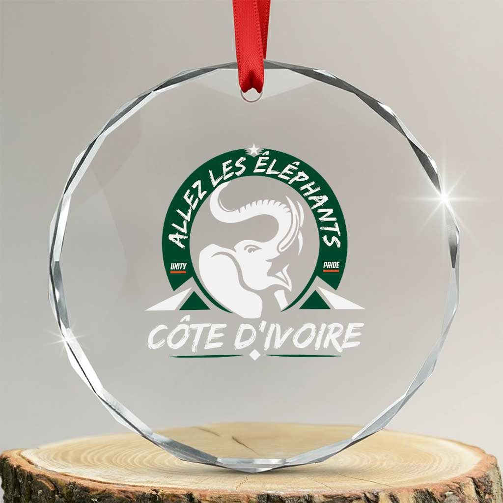 Allez Les Elephants Cote d'Ivoire Soccer Fan Crystal Glass Ornament Ivory Coast Pride Football Lovers TS02 Transparent Glass 3'' Circle Print Your Wear
