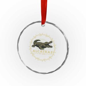 Alligator Alcatraz 2025 Crystal Glass Ornament Gator Lockdown Political Satire Barbed Wire Swamp Humor TS02 Print Your Wear