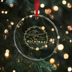 Alligator Alcatraz 2025 Crystal Glass Ornament Gator Lockdown Political Satire Barbed Wire Swamp Humor TS02 Print Your Wear