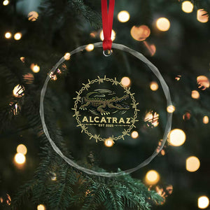 Alligator Alcatraz 2025 Crystal Glass Ornament Gator Lockdown Political Satire Barbed Wire Swamp Humor TS02 Print Your Wear