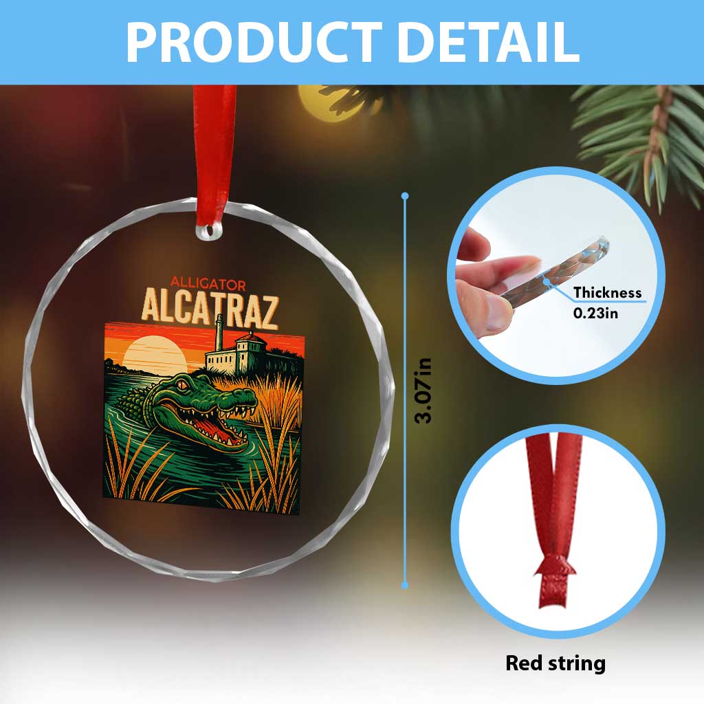 Alligator Alcatraz Crystal Glass Ornament Retro Florida Swamp Political Prison TS02 Print Your Wear