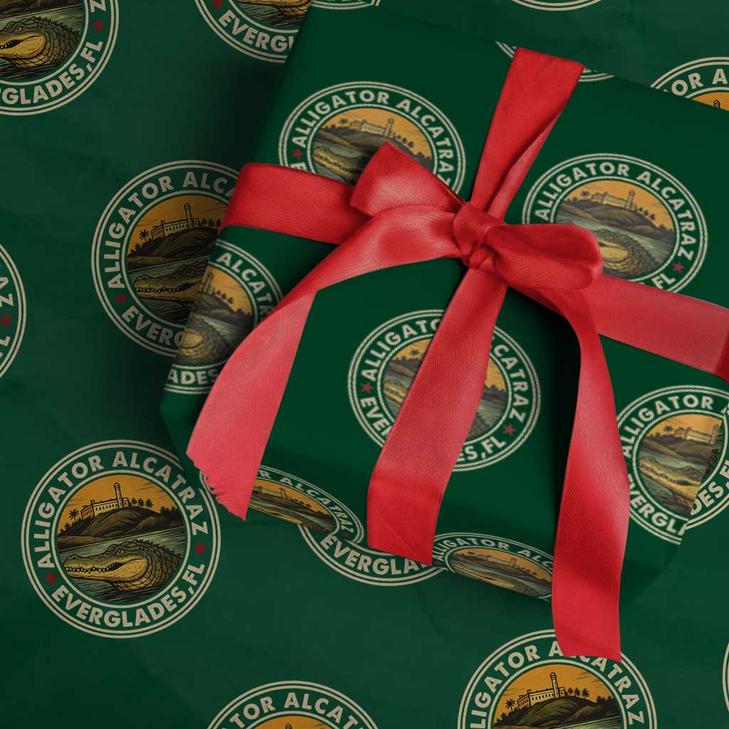 Alligator Alcatraz Everglades Florida Wrapping Paper Roll Vintage Political Satire Retro TS02 Green Print Your Wear