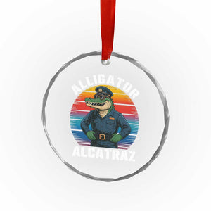 Alligator Alcatraz Florida Crystal Glass Ornament Funny Gator Cop Political Humor Retro Sunset TS02 Print Your Wear