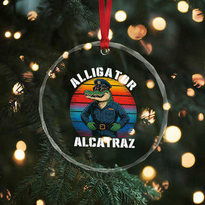 Alligator Alcatraz Florida Crystal Glass Ornament Funny Gator Cop Political Humor Retro Sunset TS02 Print Your Wear