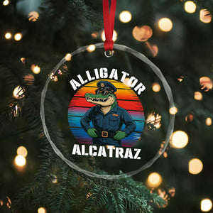 Alligator Alcatraz Florida Crystal Glass Ornament Funny Gator Cop Political Humor Retro Sunset TS02 Print Your Wear