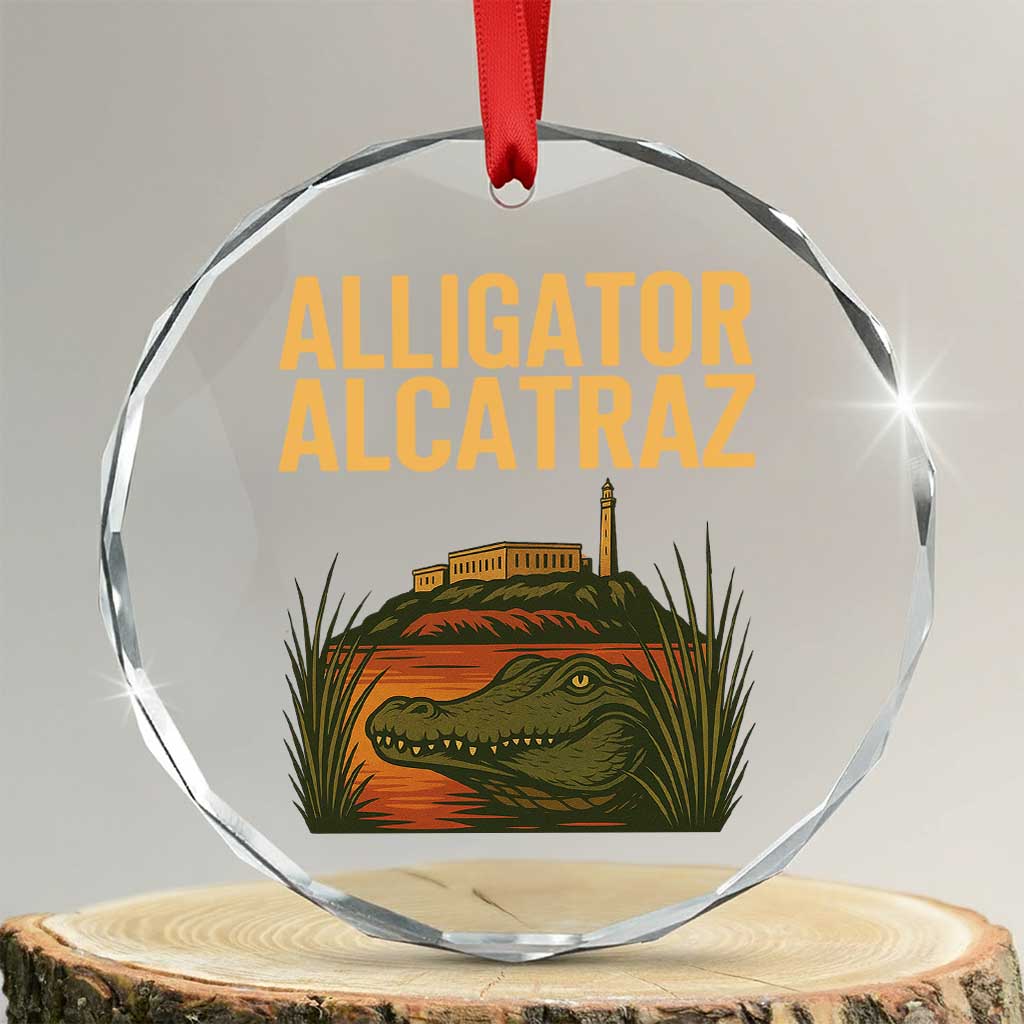 Alligator Alcatraz Florida Crystal Glass Ornament Political Swamp Prison Dark Humor TS02 Transparent Glass 3'' Circle Print Your Wear