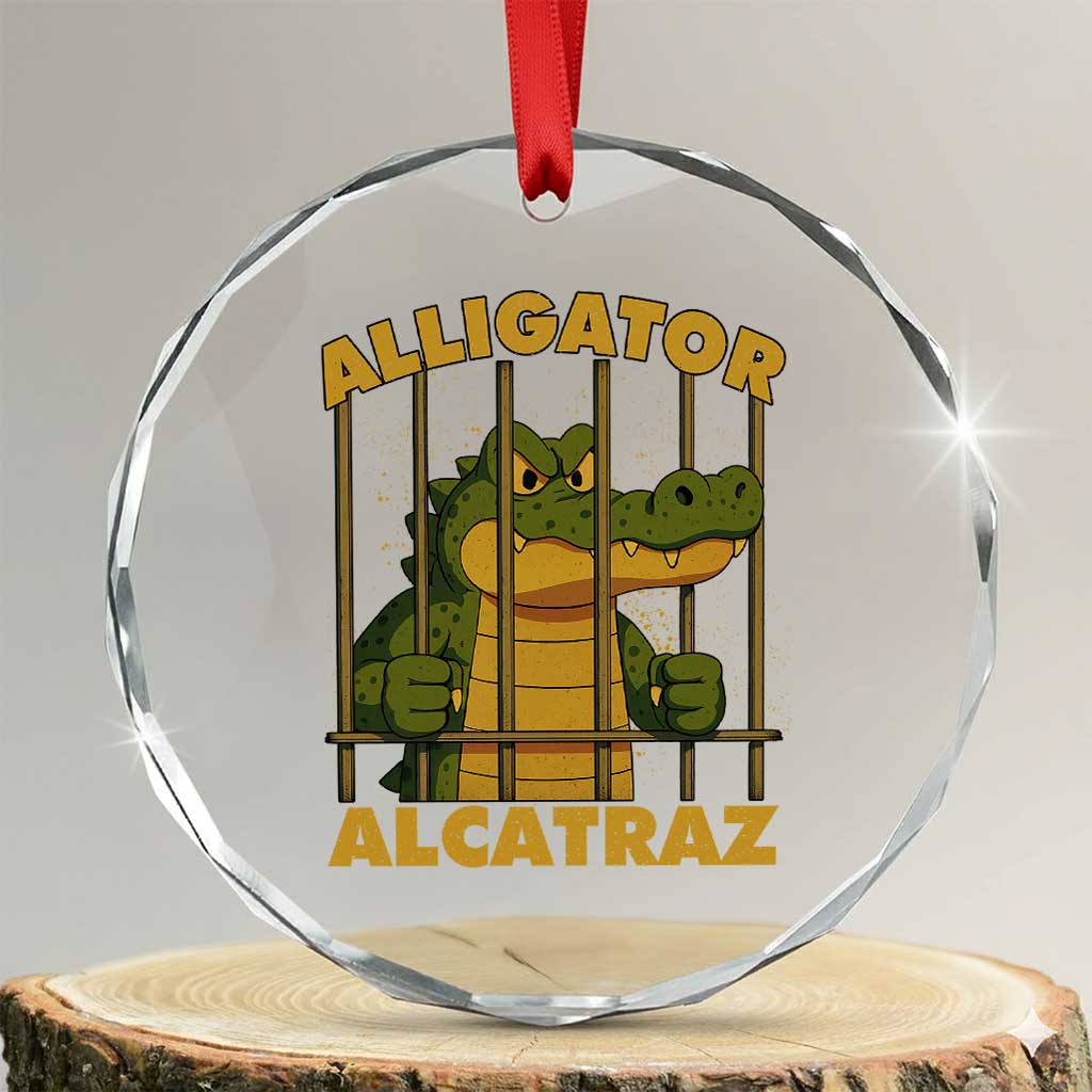 Alligator Alcatraz Florida Everglades Crystal Glass Ornament Funny Political Satire Meme TS10 Transparent Glass 3'' Circle Print Your Wear
