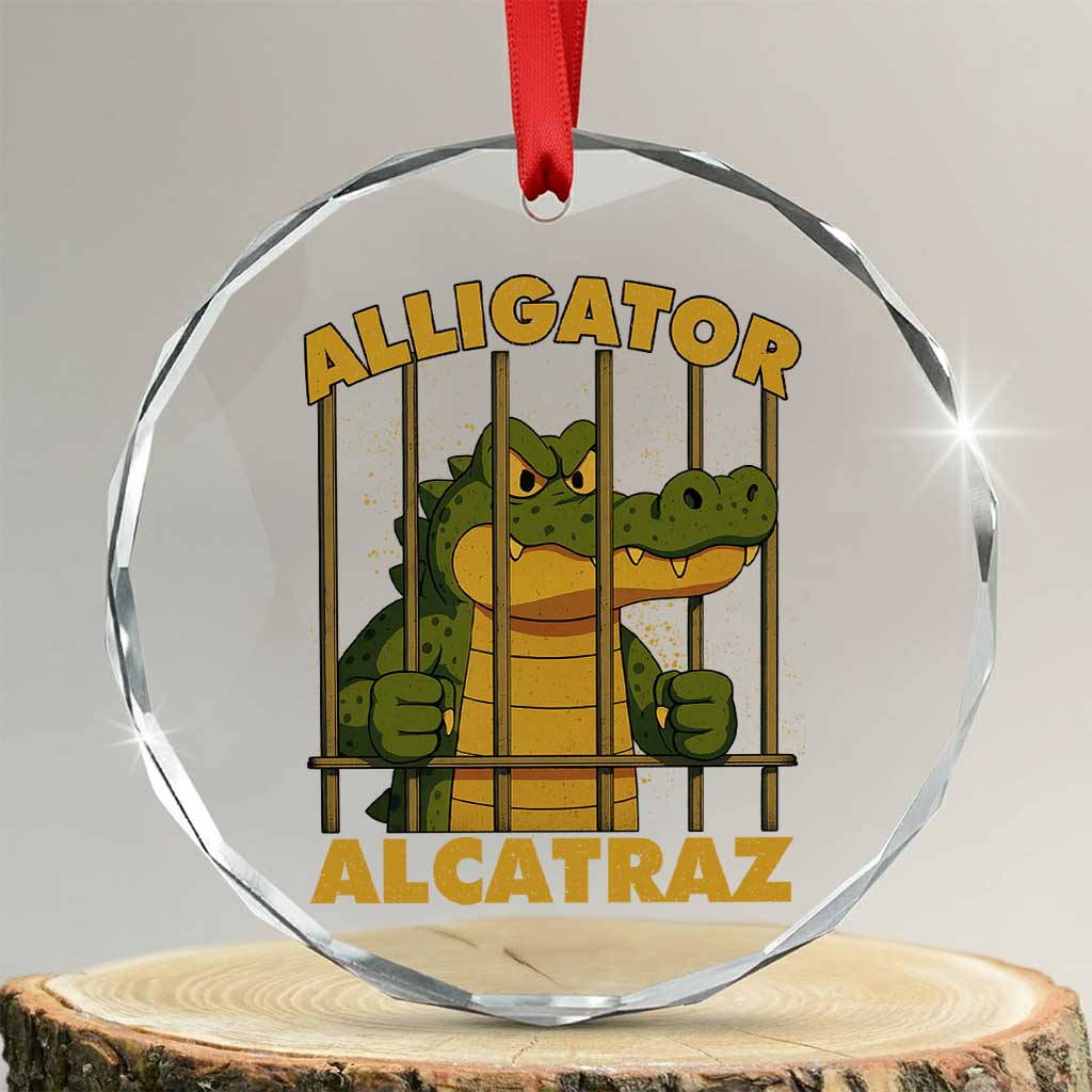 Alligator Alcatraz Florida Everglades Crystal Glass Ornament Funny Political Satire Meme TS10 Transparent Glass 3'' Circle Print Your Wear