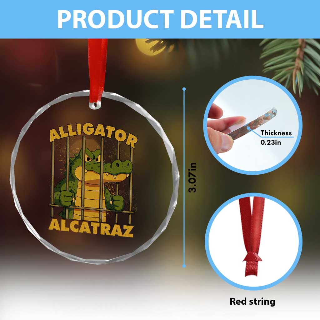 Alligator Alcatraz Florida Everglades Crystal Glass Ornament Funny Political Satire Meme TS10 Print Your Wear