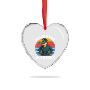 Alligator Alcatraz Florida Heart Crystal Glass Ornament Funny Gator Cop Political Humor Retro Sunset TS02 Print Your Wear