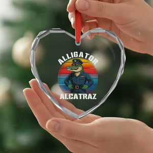 Alligator Alcatraz Florida Heart Crystal Glass Ornament Funny Gator Cop Political Humor Retro Sunset TS02 Print Your Wear
