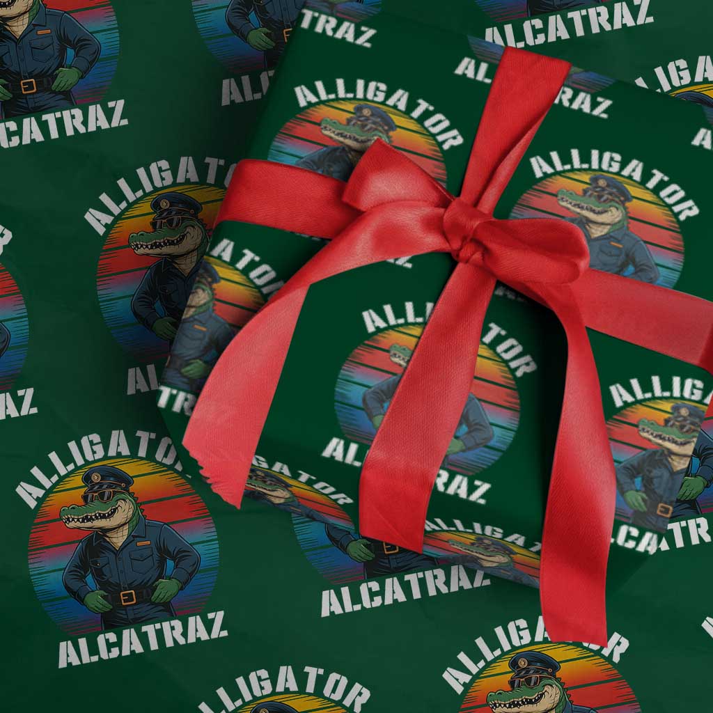 Alligator Alcatraz Florida Wrapping Paper Roll Funny Gator Cop Political Humor Retro Sunset TS02 Green Print Your Wear
