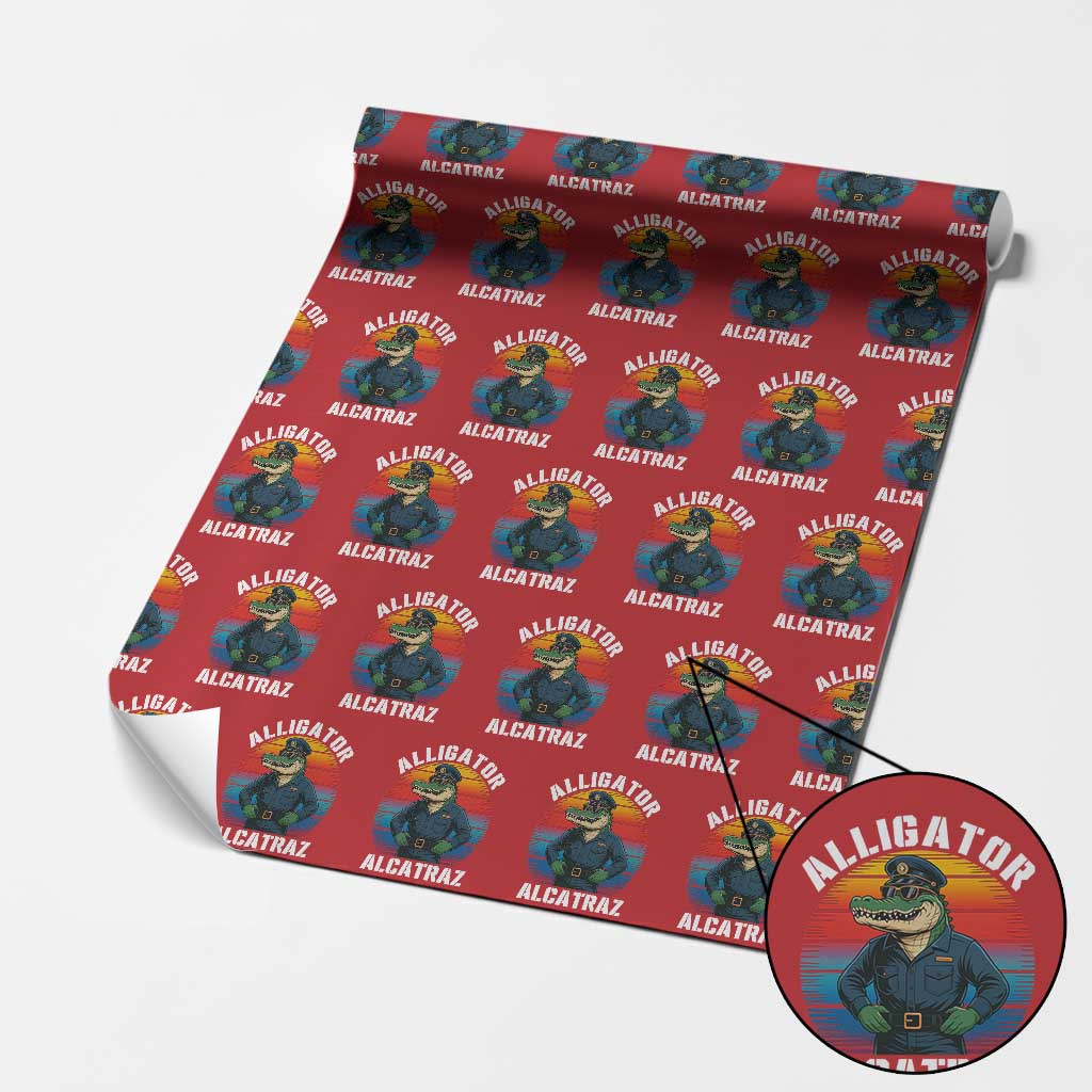 Alligator Alcatraz Florida Wrapping Paper Roll Funny Gator Cop Political Humor Retro Sunset TS02 Red Print Your Wear