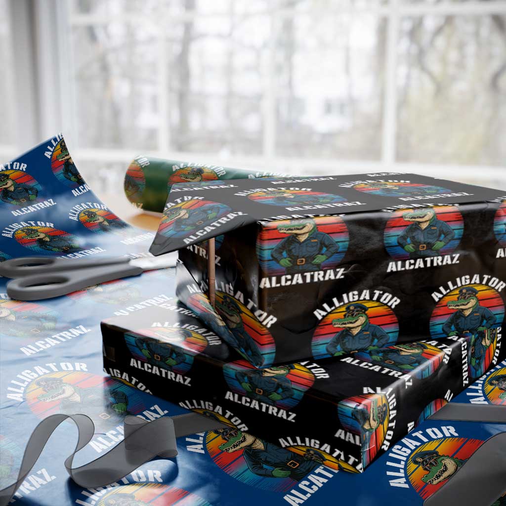 Alligator Alcatraz Florida Wrapping Paper Roll Funny Gator Cop Political Humor Retro Sunset TS02 Black Print Your Wear
