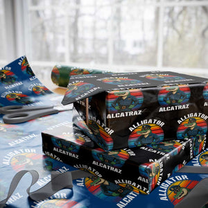 Alligator Alcatraz Florida Wrapping Paper Roll Funny Gator Cop Political Humor Retro Sunset TS02 Black Print Your Wear