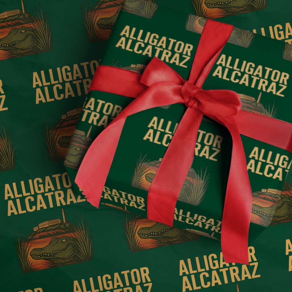 Alligator Alcatraz Florida Wrapping Paper Roll Political Swamp Prison Dark Humor TS02 Green Print Your Wear