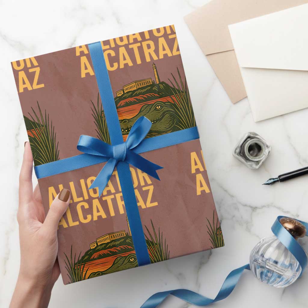 Alligator Alcatraz Florida Wrapping Paper Roll Political Swamp Prison Dark Humor TS02 Mocha Print Your Wear