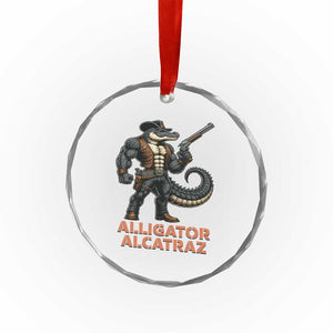 Alligator Alcatraz Gunslinger Crystal Glass Ornament Swamp Outlaw Satire Patriotic Rebel TS02 Print Your Wear