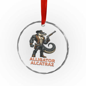 Alligator Alcatraz Gunslinger Crystal Glass Ornament Swamp Outlaw Satire Patriotic Rebel TS02 Print Your Wear