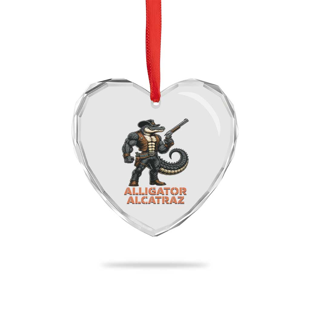 Alligator Alcatraz Gunslinger Heart Crystal Glass Ornament Swamp Outlaw Satire Patriotic Rebel TS02 Print Your Wear