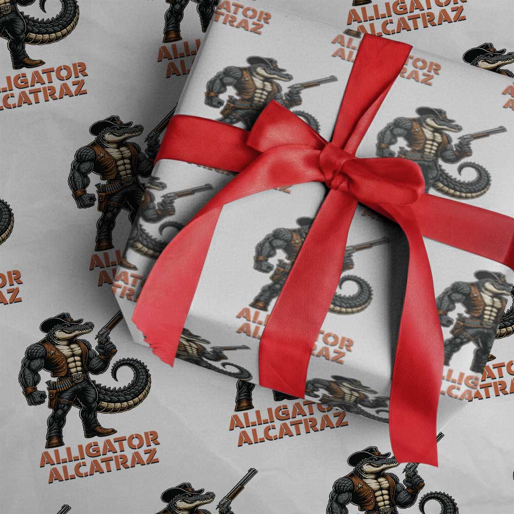 Alligator Alcatraz Gunslinger Wrapping Paper Roll Swamp Outlaw Satire Patriotic Rebel TS02 White Print Your Wear