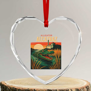 Alligator Alcatraz Heart Crystal Glass Ornament Retro Florida Swamp Political Prison TS02 Transparent Glass 3'' Heart Print Your Wear