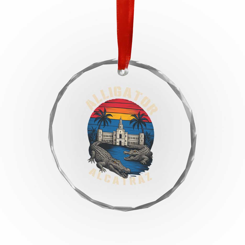 Alligator Alcatraz Political Crystal Glass Ornament Florida Prison State Retro Sunset TS02 Print Your Wear