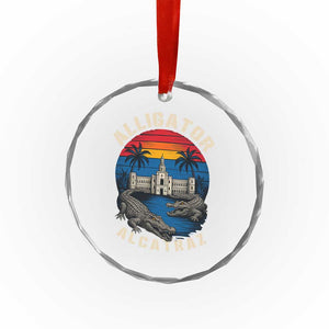 Alligator Alcatraz Political Crystal Glass Ornament Florida Prison State Retro Sunset TS02 Print Your Wear
