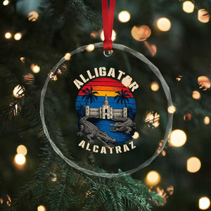 Alligator Alcatraz Political Crystal Glass Ornament Florida Prison State Retro Sunset TS02 Print Your Wear