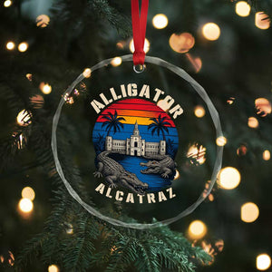 Alligator Alcatraz Political Crystal Glass Ornament Florida Prison State Retro Sunset TS02 Print Your Wear
