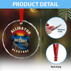 Alligator Alcatraz Political Crystal Glass Ornament Florida Prison State Retro Sunset TS02 Print Your Wear