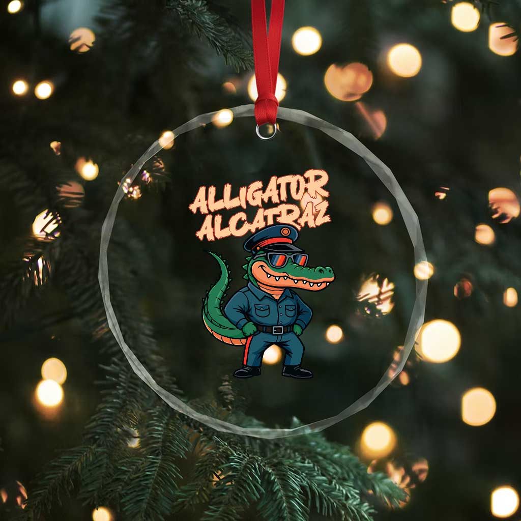 Alligator Alcatraz Political Crystal Glass Ornament Funny Florida Gator Cop with Attitude TS02 Print Your Wear
