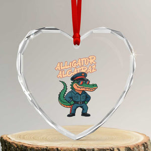 Alligator Alcatraz Political Heart Crystal Glass Ornament Funny Florida Gator Cop with Attitude TS02 Transparent Glass 3'' Heart Print Your Wear