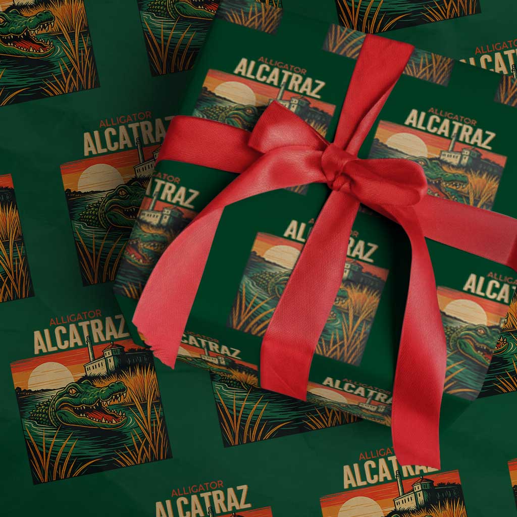 Alligator Alcatraz Wrapping Paper Roll Retro Florida Swamp Political Prison TS02 Green Print Your Wear