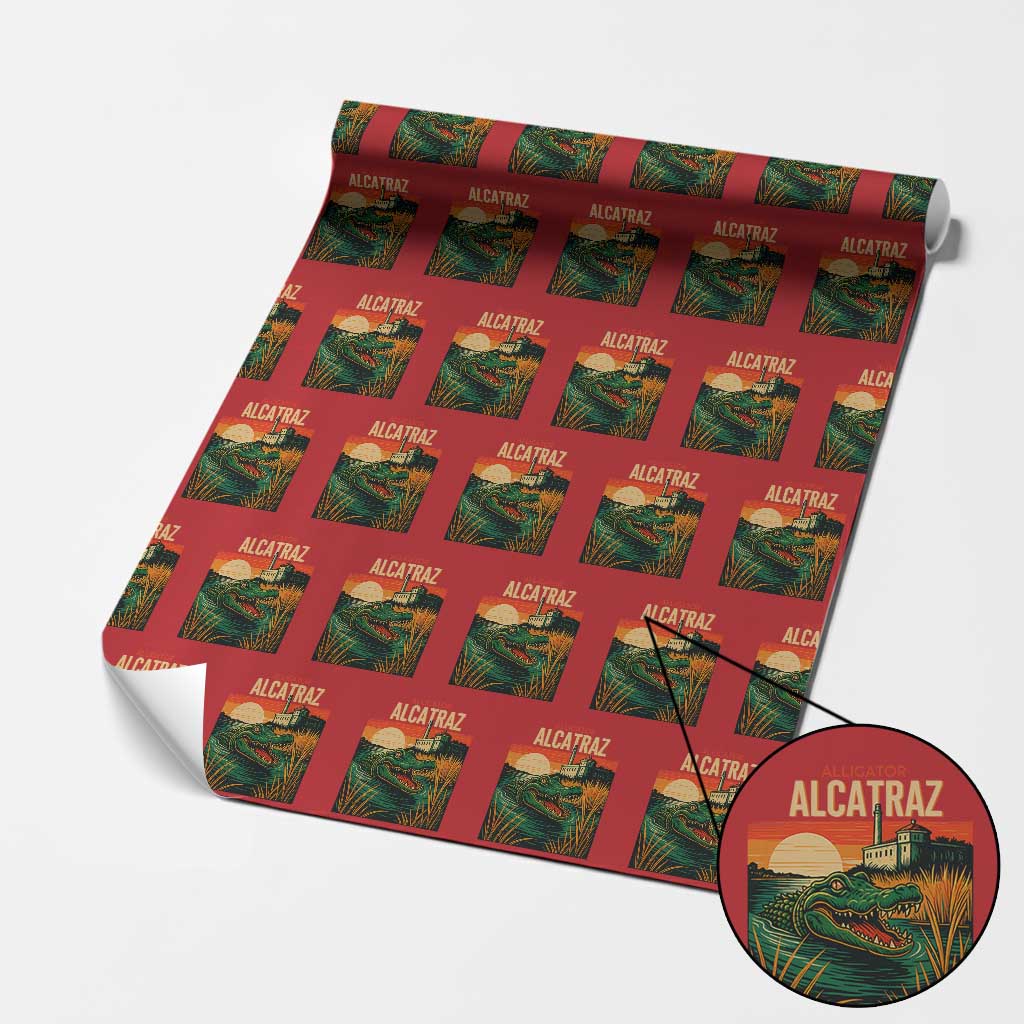 Alligator Alcatraz Wrapping Paper Roll Retro Florida Swamp Political Prison TS02 Red Print Your Wear
