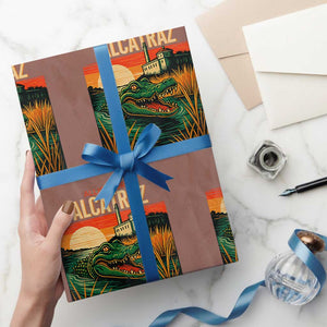 Alligator Alcatraz Wrapping Paper Roll Retro Florida Swamp Political Prison TS02 Mocha Print Your Wear