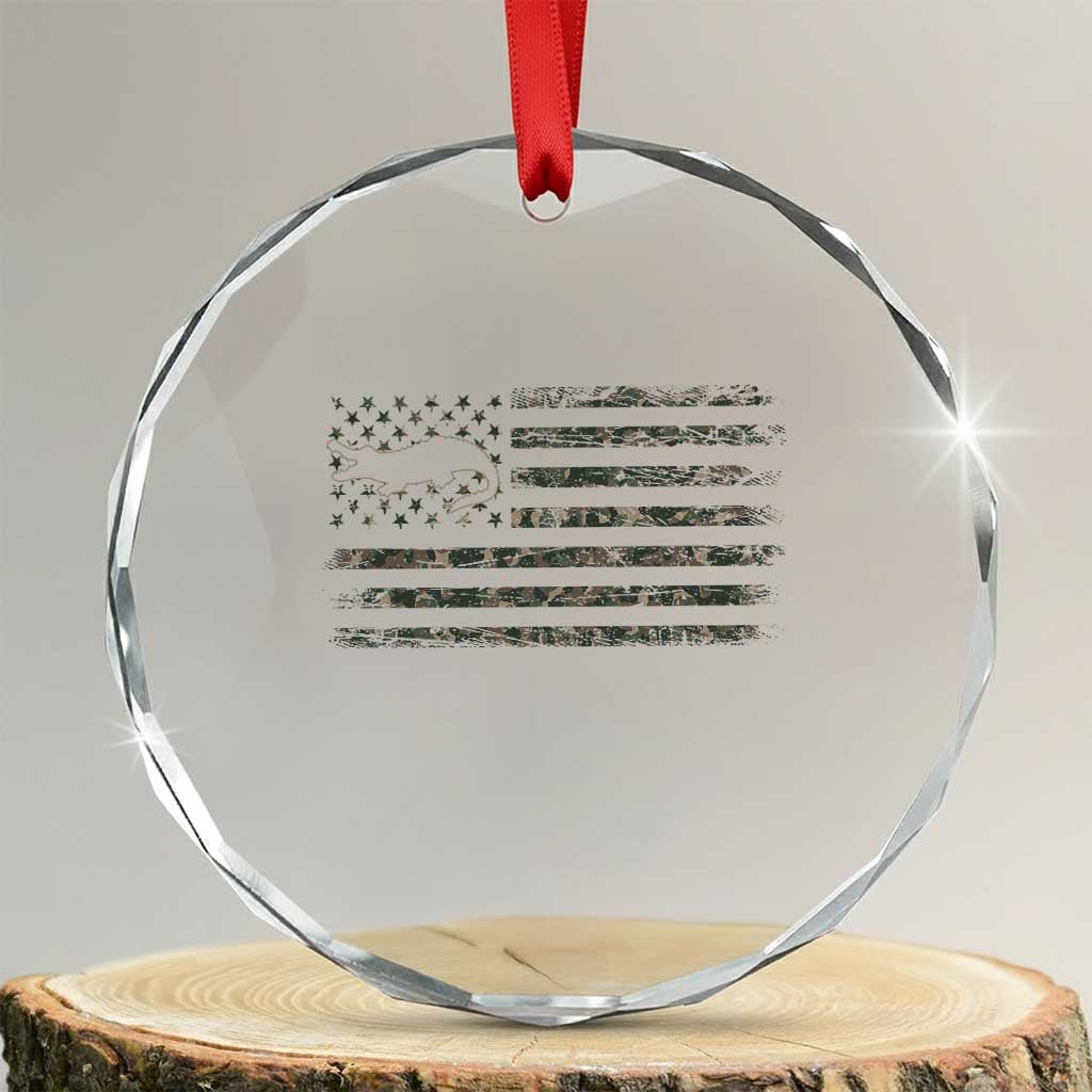 Alligator Hunting Camo American Flag Crystal Glass Ornament Louisiana Bayou Hunter Gift TS12 Transparent Glass 3'' Circle Print Your Wear