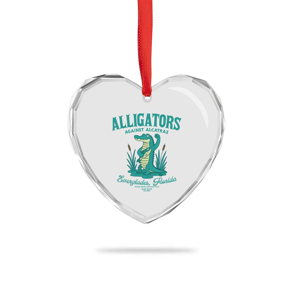 Alligators Against Alcatraz Heart Crystal Glass Ornament Everglades Florida for Human Rights TS02 Print Your Wear