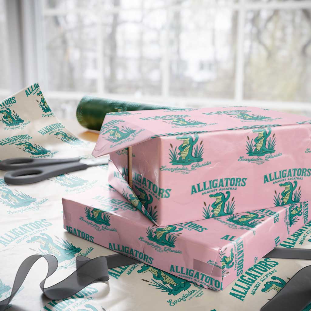 Alligators Against Alcatraz Wrapping Paper Roll Everglades Florida for Human Rights TS02 Light Pink Print Your Wear