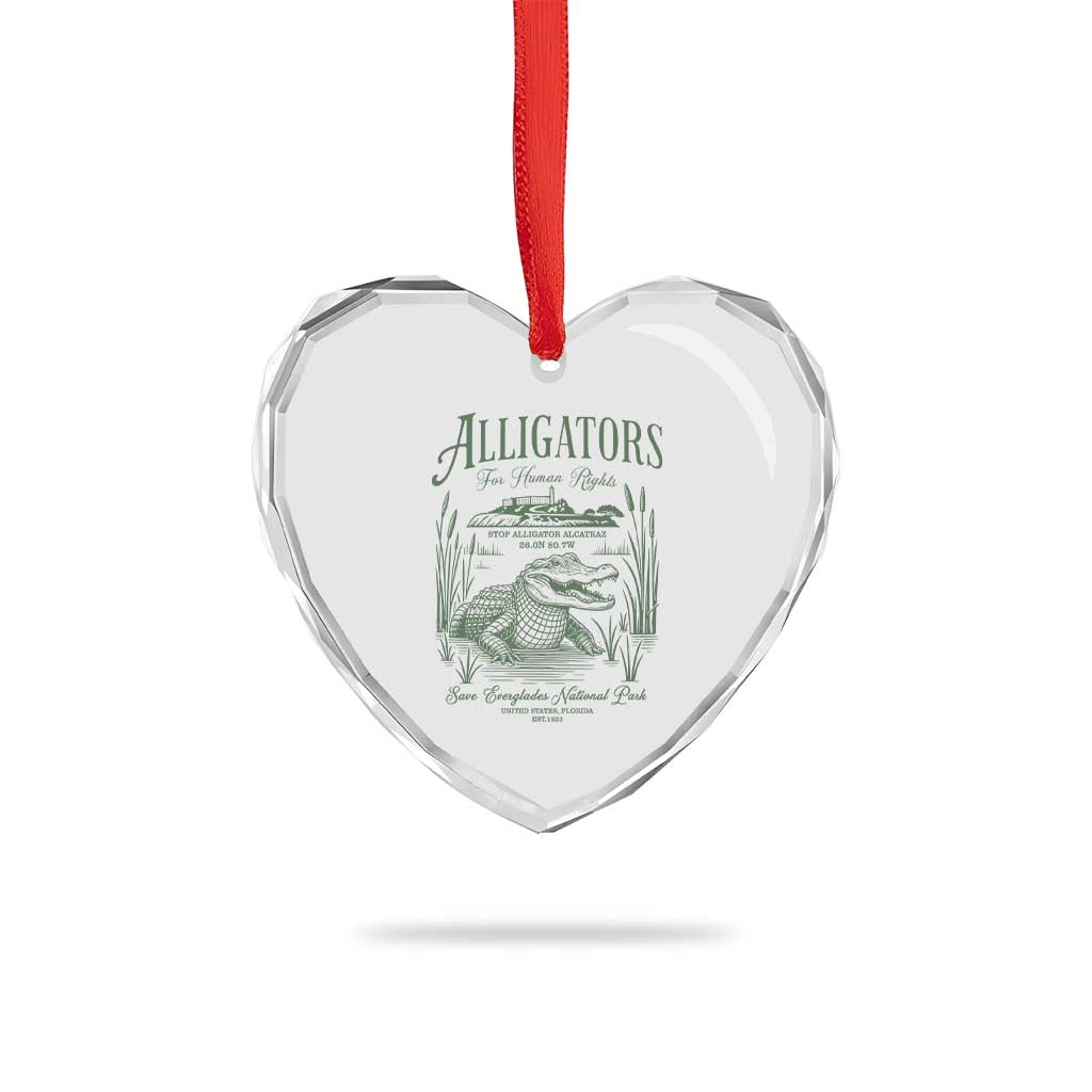 Alligators for Human Rights Heart Crystal Glass Ornament Save Everglades Alcatraz TS02 Print Your Wear