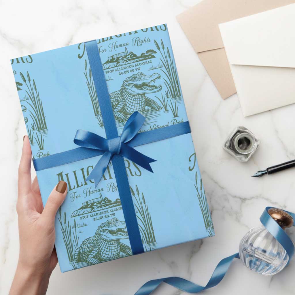 Alligators for Human Rights Wrapping Paper Roll Save Everglades Alcatraz TS02 Light Blue Print Your Wear