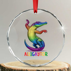 Alligaytor LGBTQ Pride Graphic Crystal Glass Ornament Queer Reptile Lovers