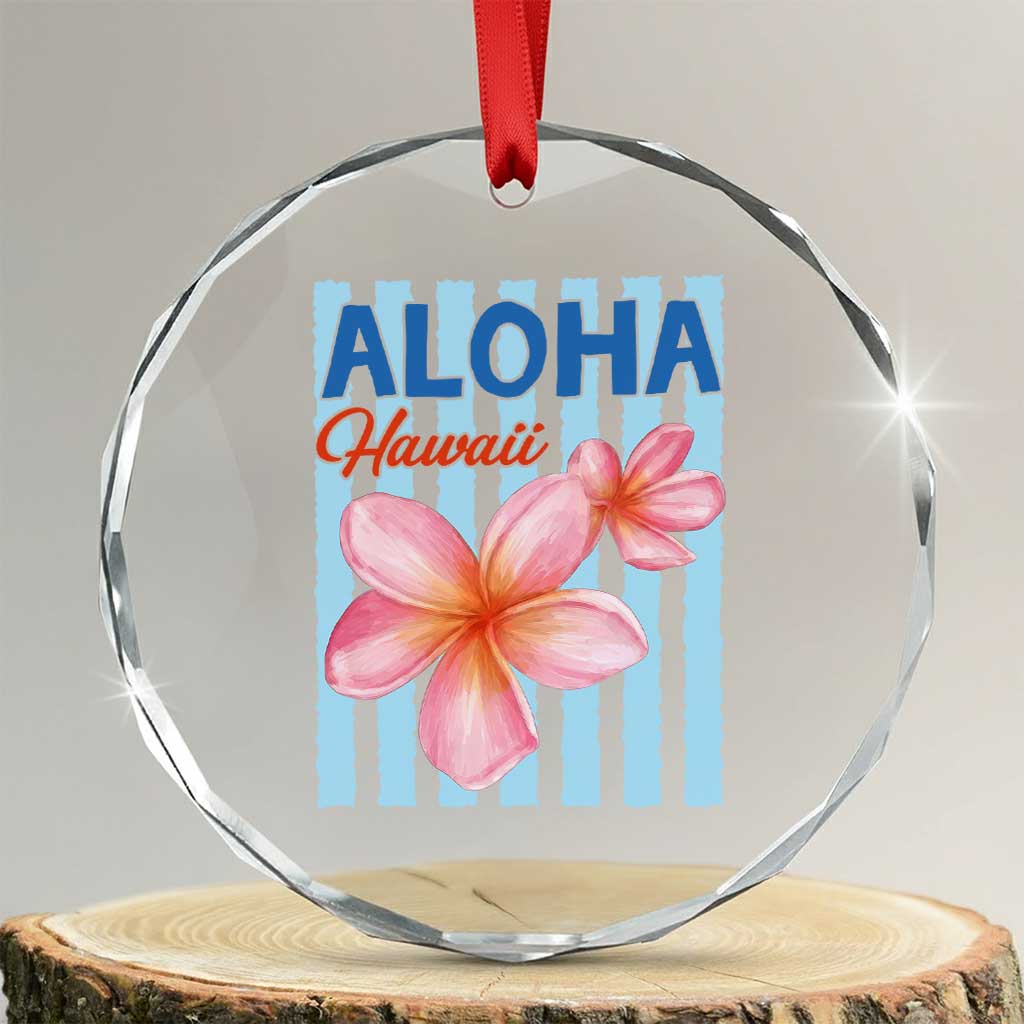 Aloha Hawaii Crystal Glass Ornament Hibiscus Flower Tropical Beach Vacation TS14 Transparent Glass 3'' Circle Print Your Wear