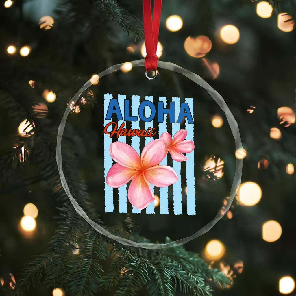 Aloha Hawaii Crystal Glass Ornament Hibiscus Flower Tropical Beach Vacation