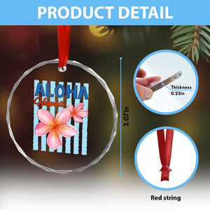 Aloha Hawaii Crystal Glass Ornament Hibiscus Flower Tropical Beach Vacation