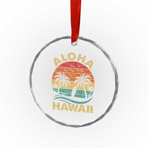 Aloha Hawaii Crystal Glass Ornament Retro Hawaiian Island Palm Beach Surfboard Surf TS10 Print Your Wear