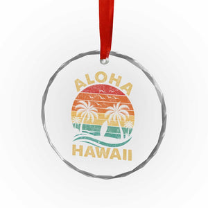 Aloha Hawaii Crystal Glass Ornament Retro Hawaiian Island Palm Beach Surfboard Surf TS10 Print Your Wear
