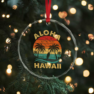 Aloha Hawaii Crystal Glass Ornament Retro Hawaiian Island Palm Beach Surfboard Surf TS10 Print Your Wear